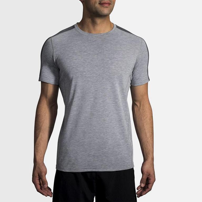 Camiseta De Corrida Manga Curta Brooks Distance Masculino Brasil - Cinzentas (81456HWJP)